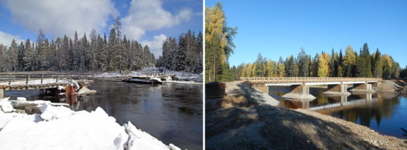 Мост через р. Ежуга был сдан на два месяца раньше срока. Финансирование велось в рамках соглашения, заключённого между правительством Архангельской области и ГК «Титан».